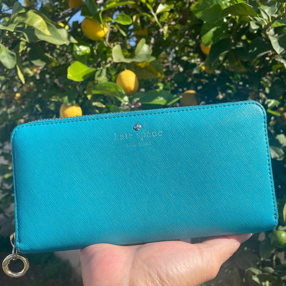 “kate spade” Turquoise Saffiano Leather “Lacey” Wallet, WLRU1689B